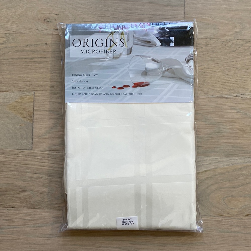 Origins Microfiber Tablecloth 60"x84" - Bone